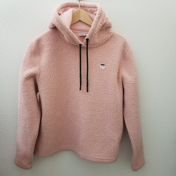 FILA Fleece Sweater Hoodie Blush Pink Light Peach Medium M EUC - Picture 2 of 6